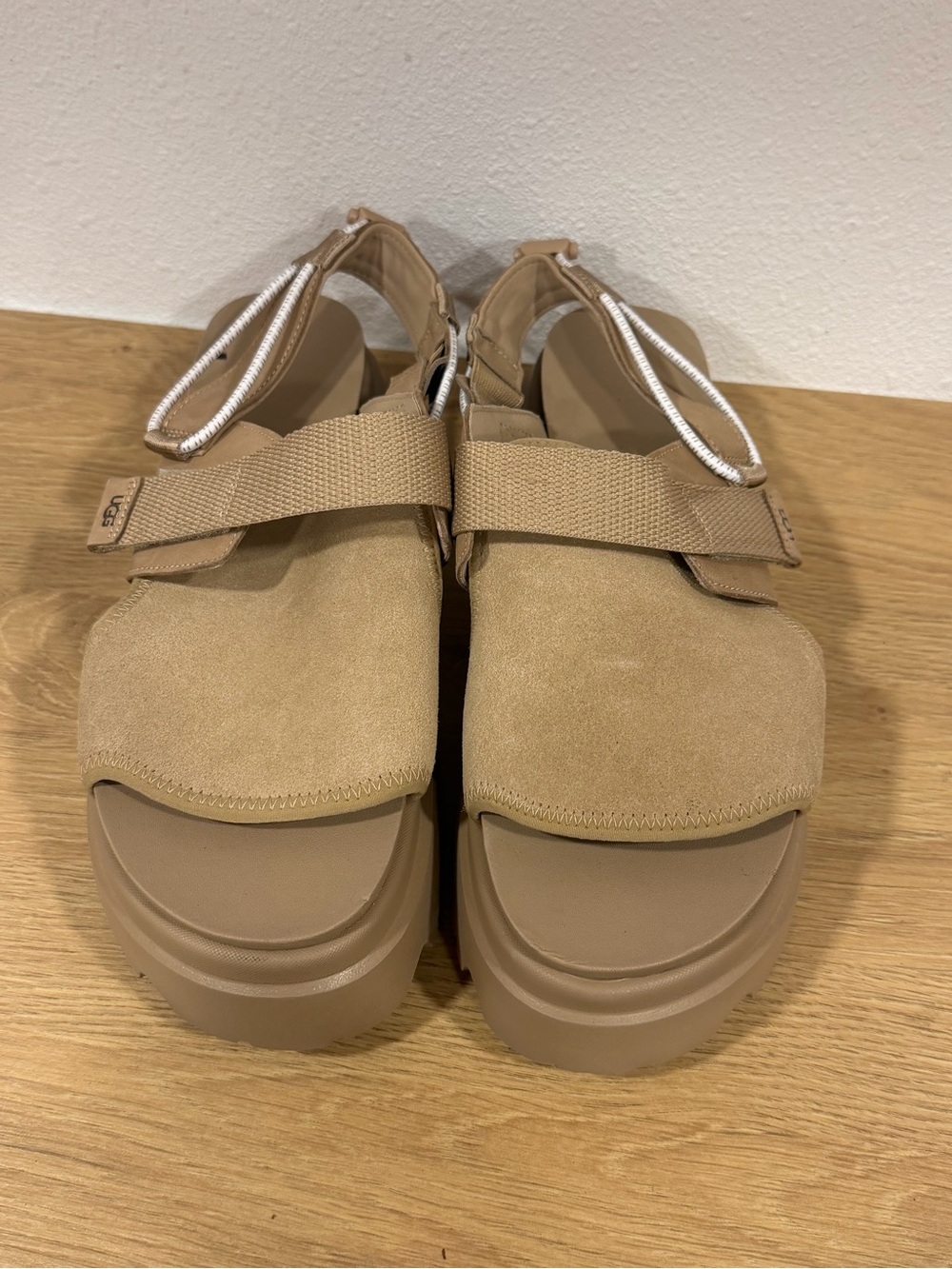 UGG Women's Tan Suede Platform Mules with Adjustable Strap
